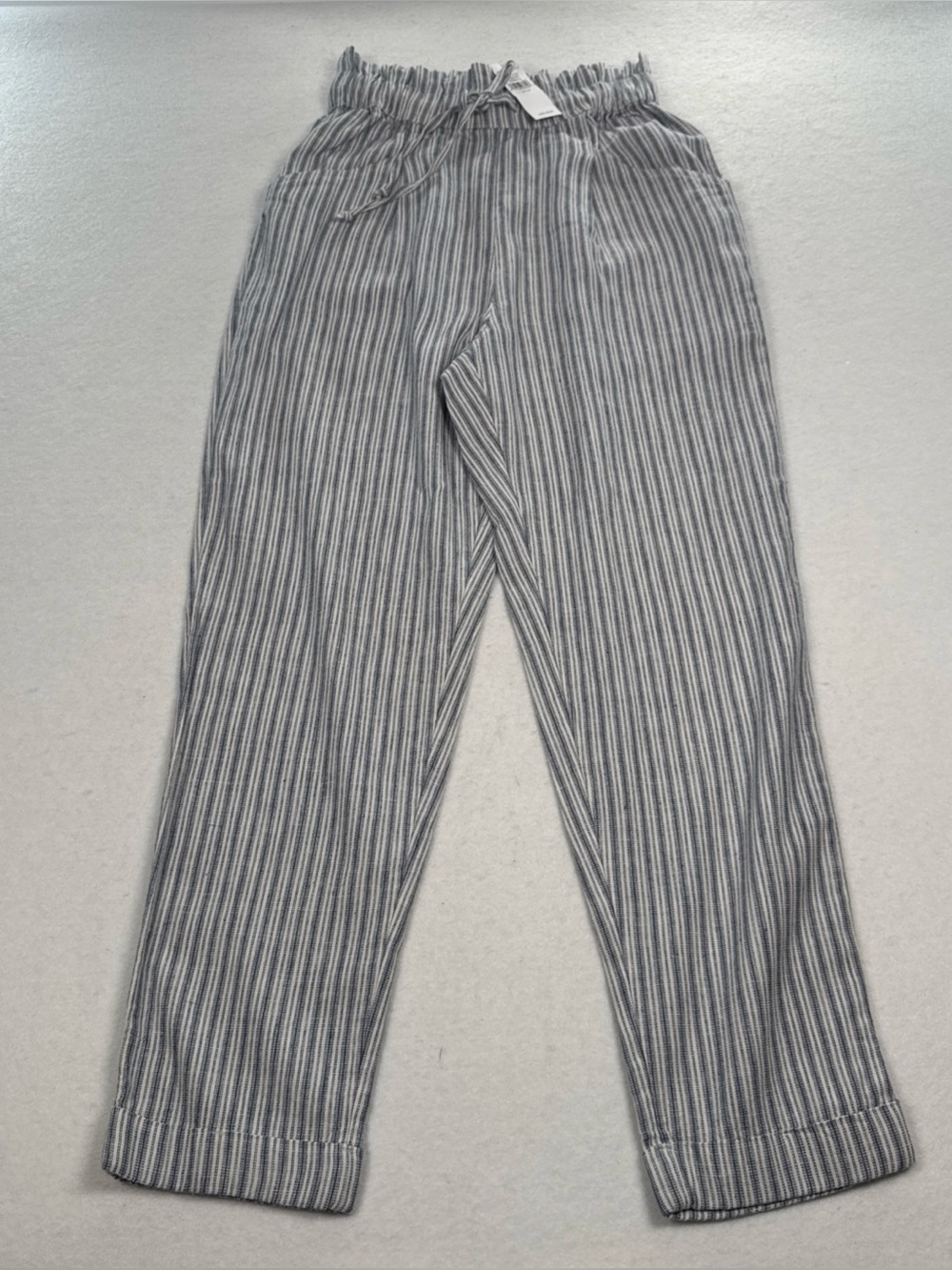 NWT American Eagle Linen Blend Paper Bag Waist Pants Women'sβ XS blue & white